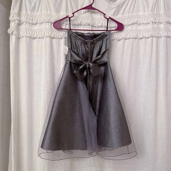 NWT Elegant Satin Formal Mini Dress, Strapless - Picture 2 of 8